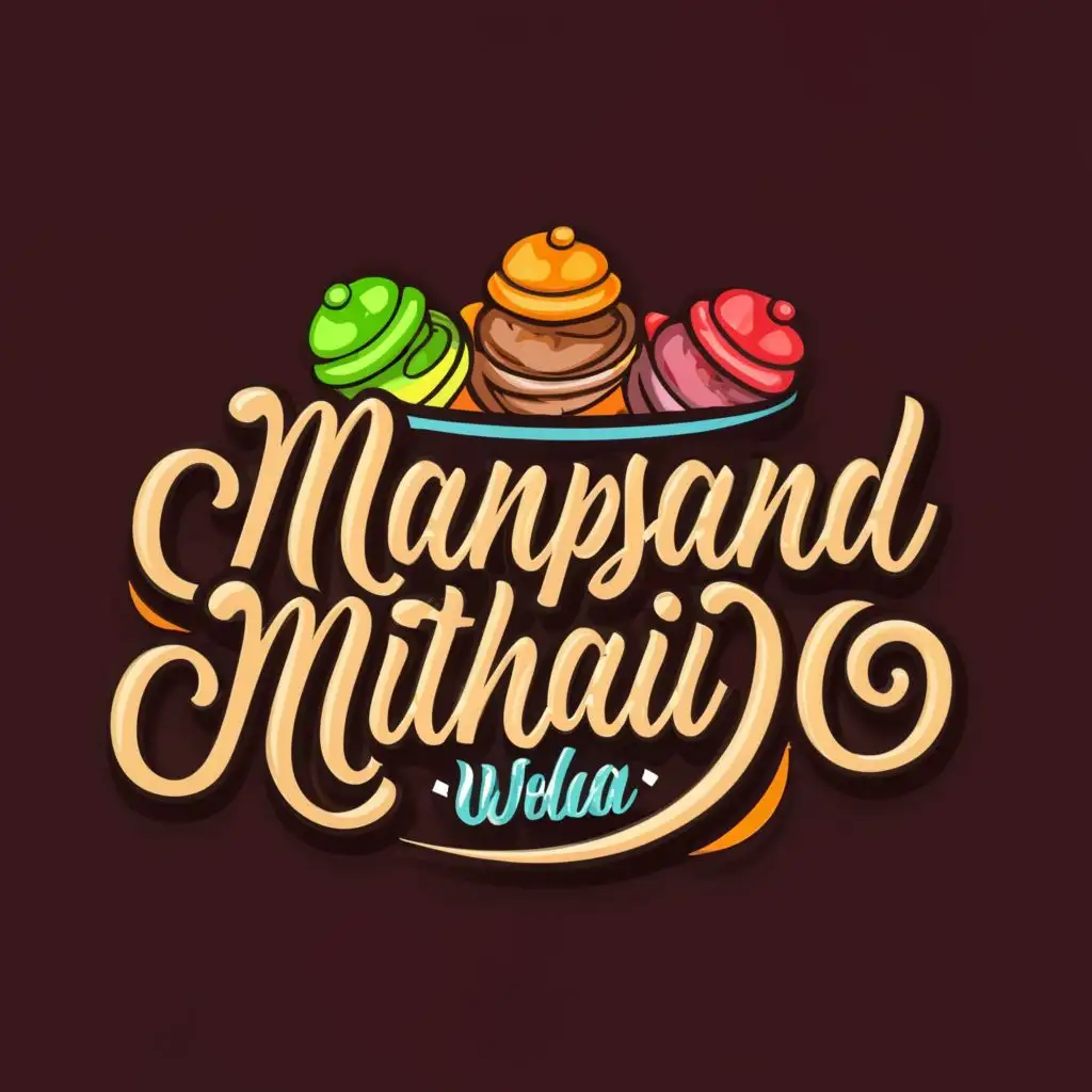 a logo design,with the text "manpasand mithai wala", main symbol:sweets,complex,be used in Restaurant industry,clear background