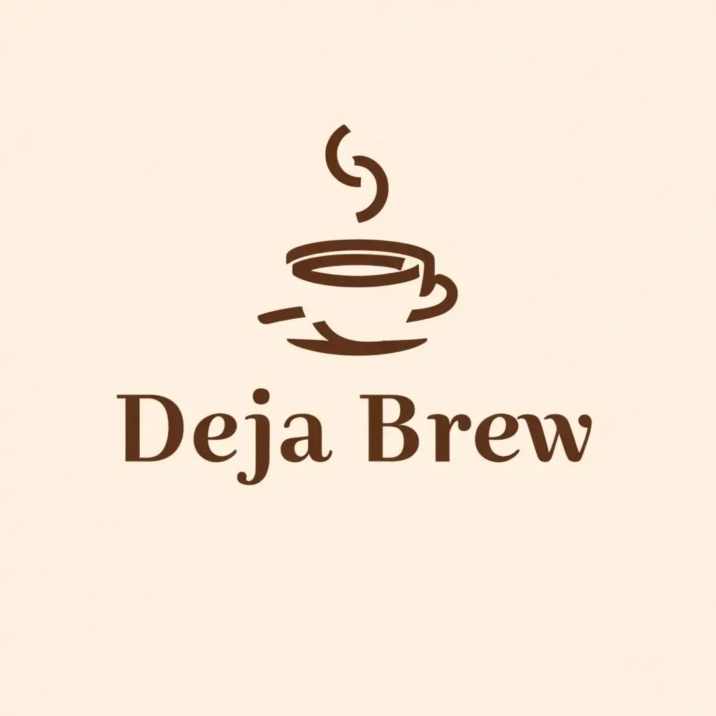a logo design,with the text "Deja Brew", main symbol:The Deja Brew logo features a minimalist coffee cup design. It's clean and straightforward, with a coffee cup icon in the center.

Inside the cup, there are subtle wisps of steam rising upward, indicating the warmth and aroma of freshly brewed coffee.

The brand name "Deja Brew" is written in a simple, modern font beneath the cup, adding a touch of elegance to the design.

The color scheme is kept earthy and warm, with shades of light green like macha , reminiscent of coffee and cozy café interiors.

Overall, the Deja Brew logo is clean, modern, and inviting, reflecting the brand's commitment to quality coffee and relaxed ambiance.
,Minimalistic,be used in Restaurant industry,clear background