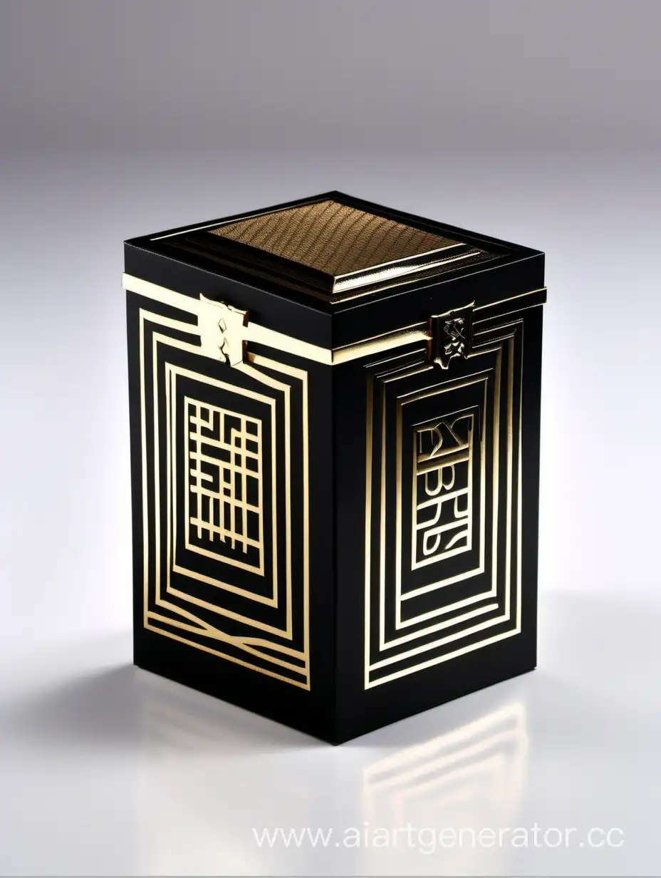 Elegant-Rectangular-Luxury-Perfume-Box-in-Striking-Black-and-Gold