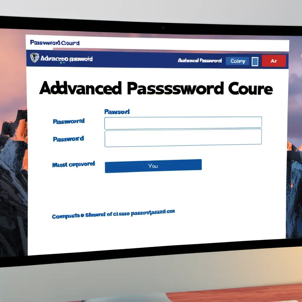Advanced Password Course. Must be shown a man close of the computer and password form on the screen.