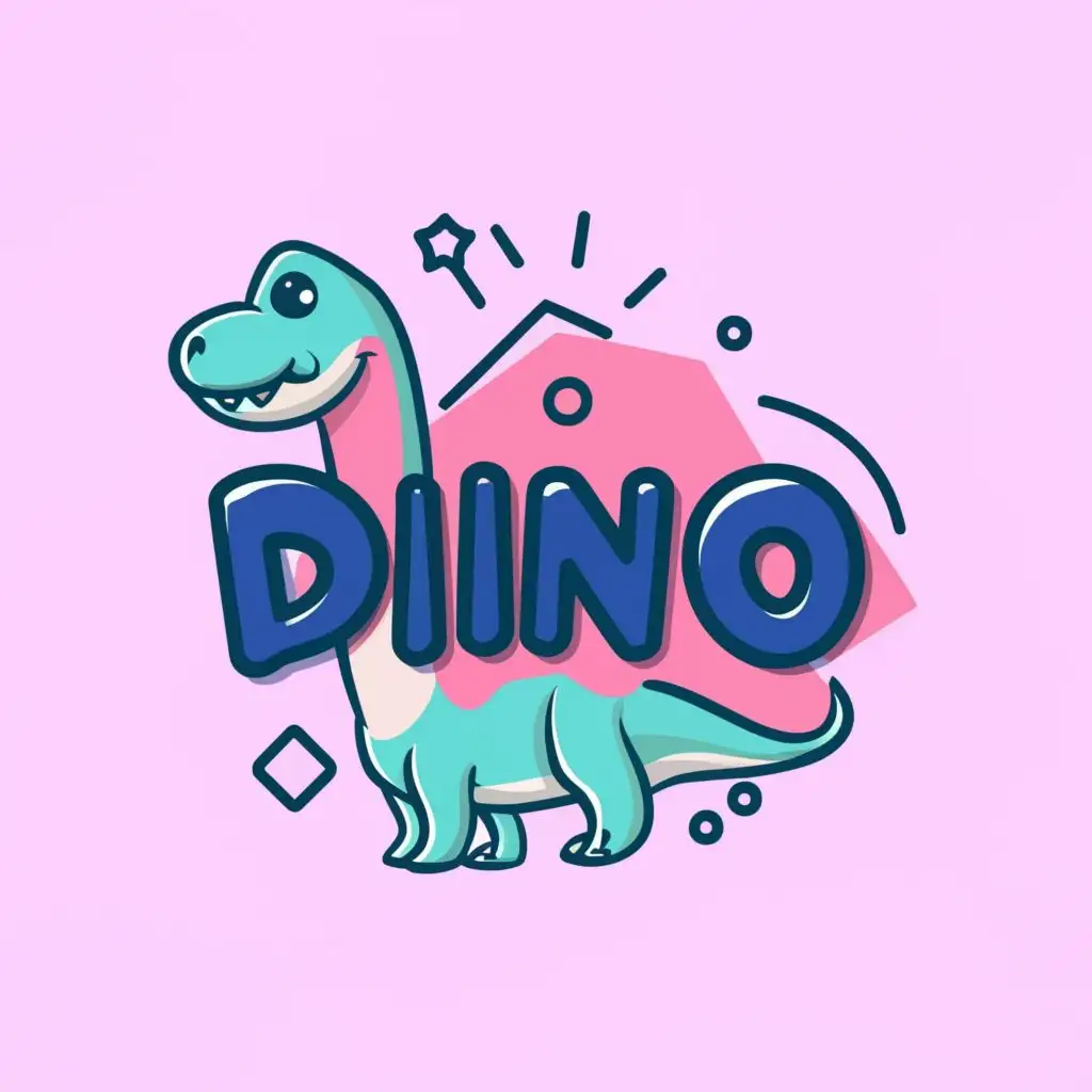 LOGO-Design-For-Dino-Disco-Dinosaur-in-Blue-and-Pink