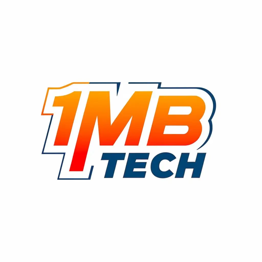 logo, 1MB similar to Pixar logo on a white background, with the text "1MB TECH", typography, to be used in the technology industry