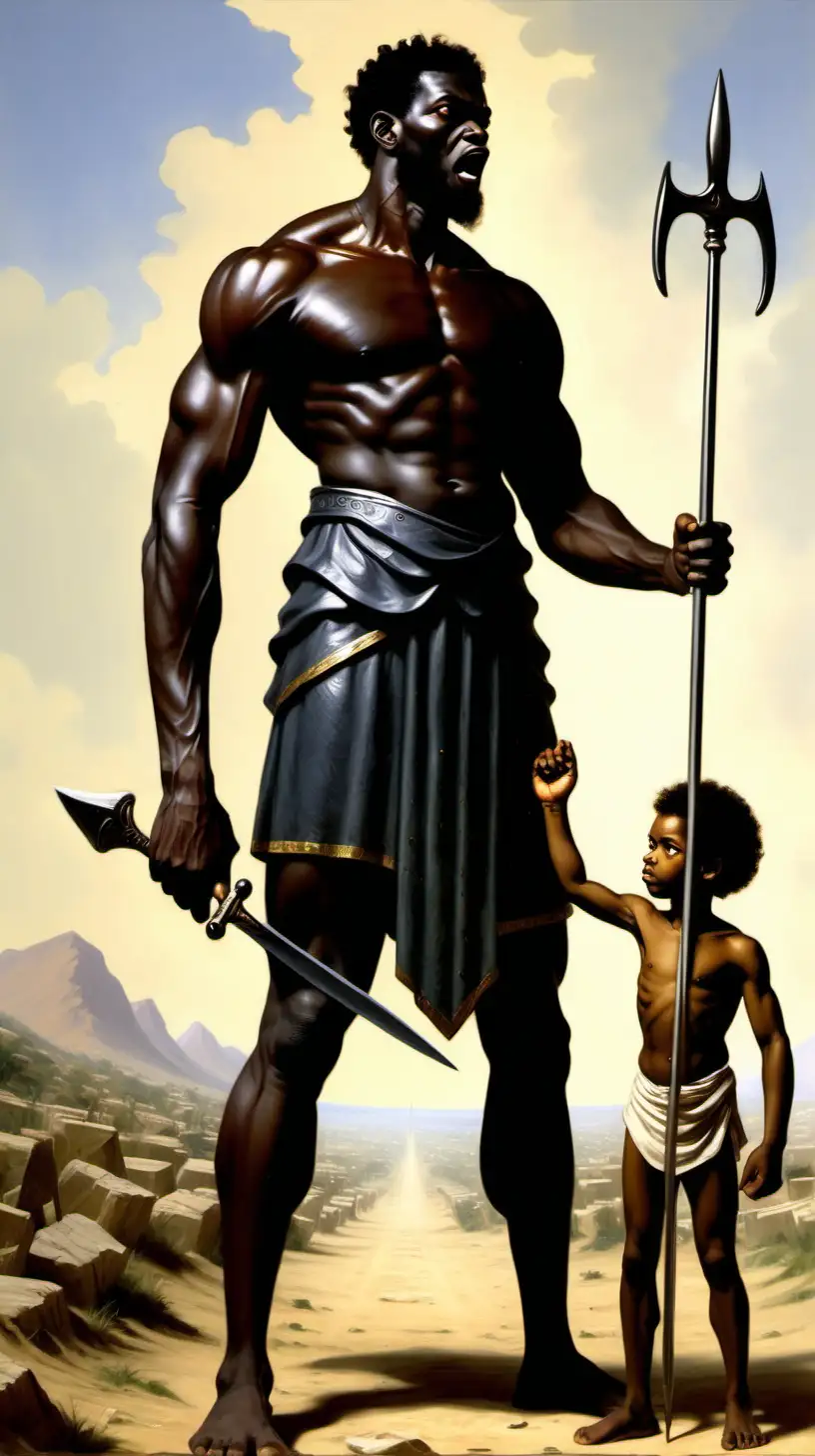 Iconic Biblical Duel David Facing Goliath in Intense Struggle