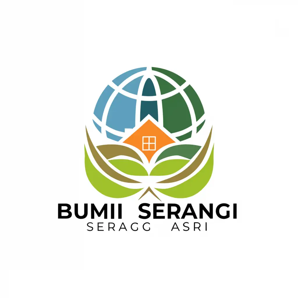 a logo design,with the text "Bumi Serang Asri", main symbol:globe, home, nature,Moderate,be used in Real Estate industry,clear background