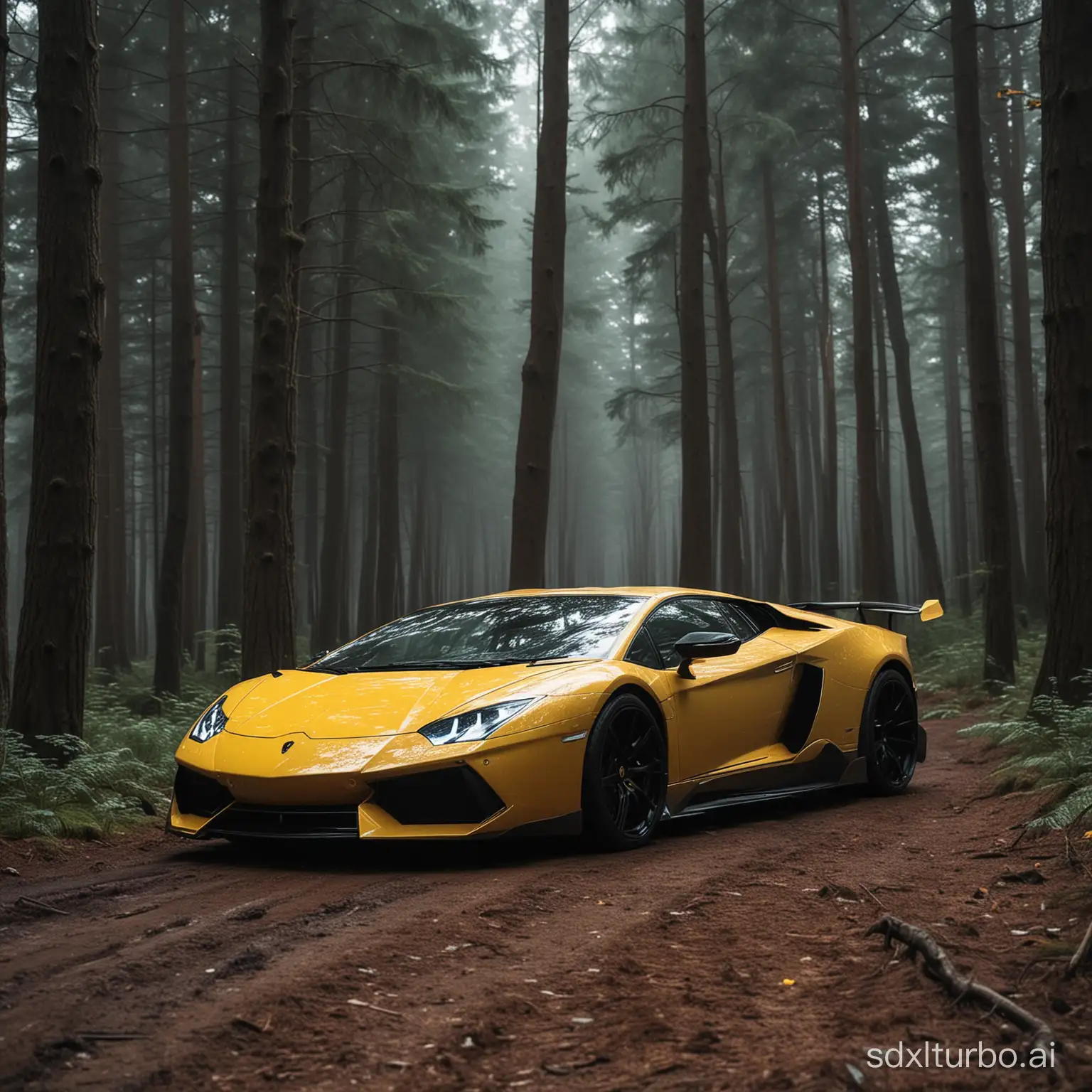 Lamborghini-Driving-Through-Enchanted-Forest