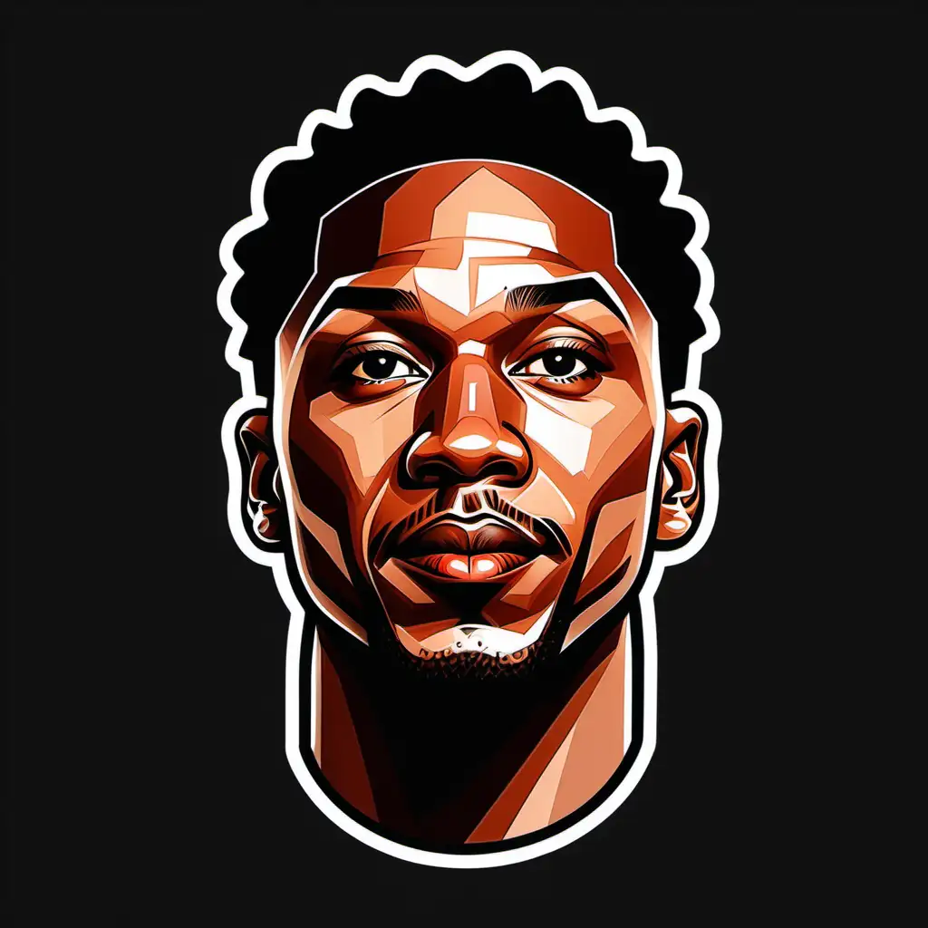 CartoonStyle Derrick Rose Headshot with Transparent Background and Black Stroke