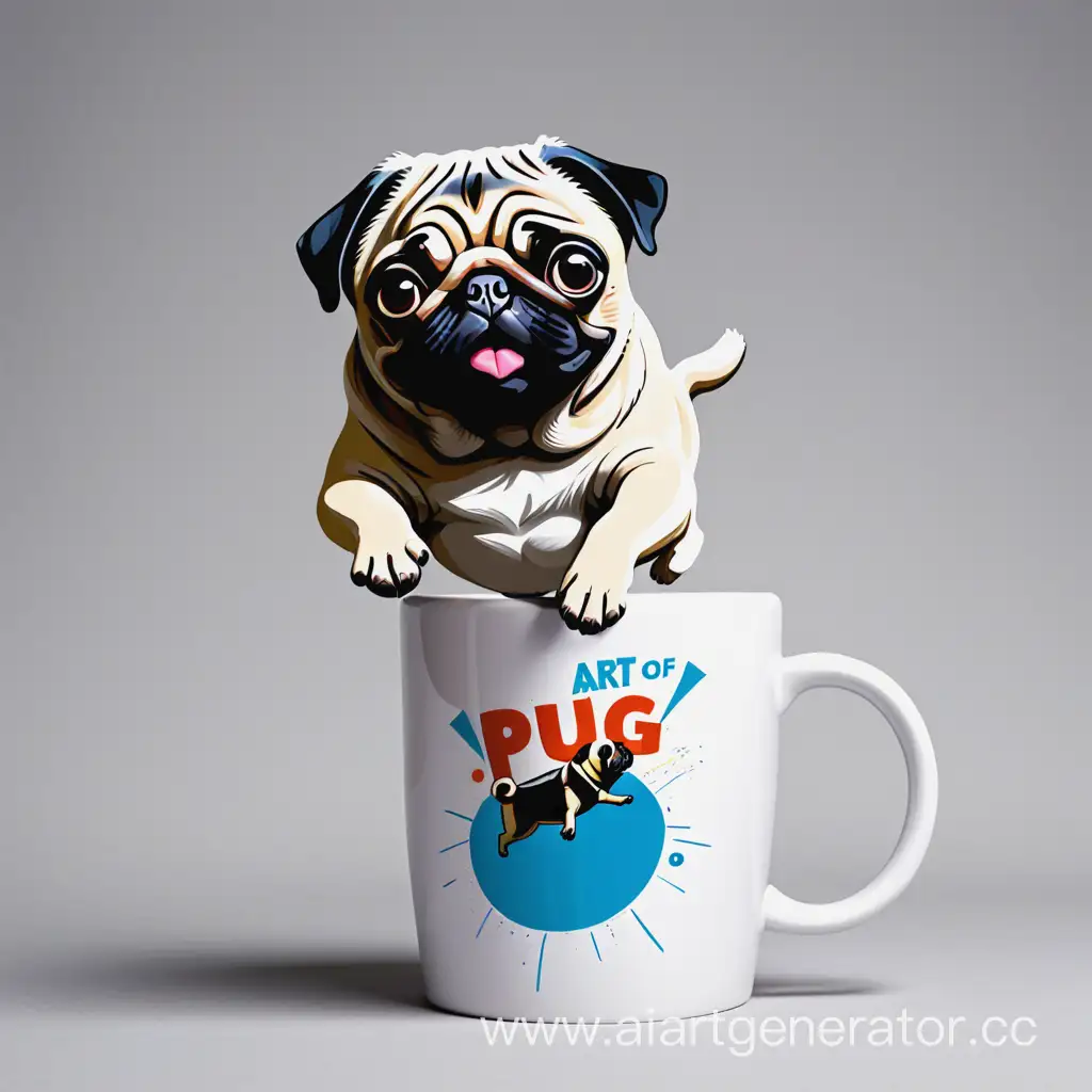 Playful-Pug-Jumping-Over-Teacup-in-Artistic-Display