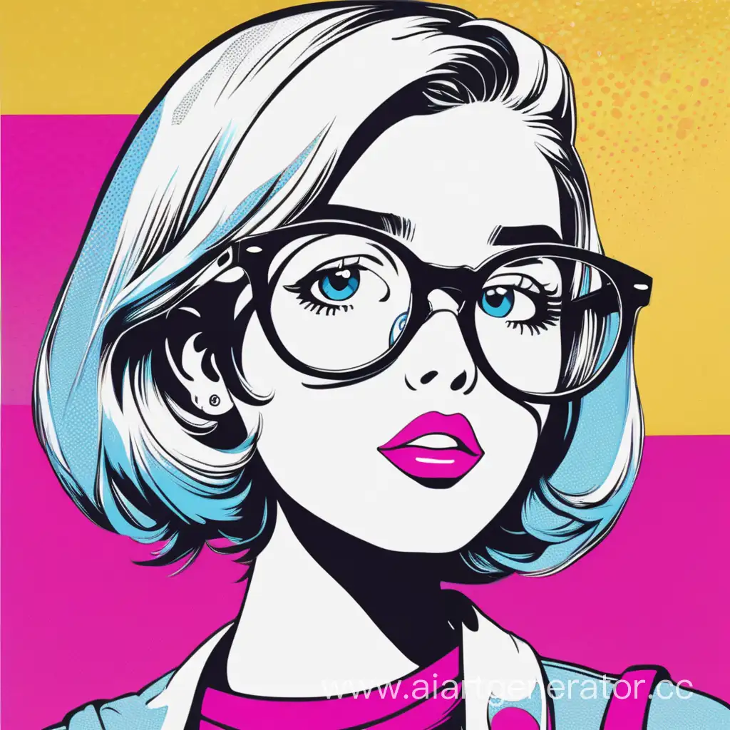 Pop art girl with glasses