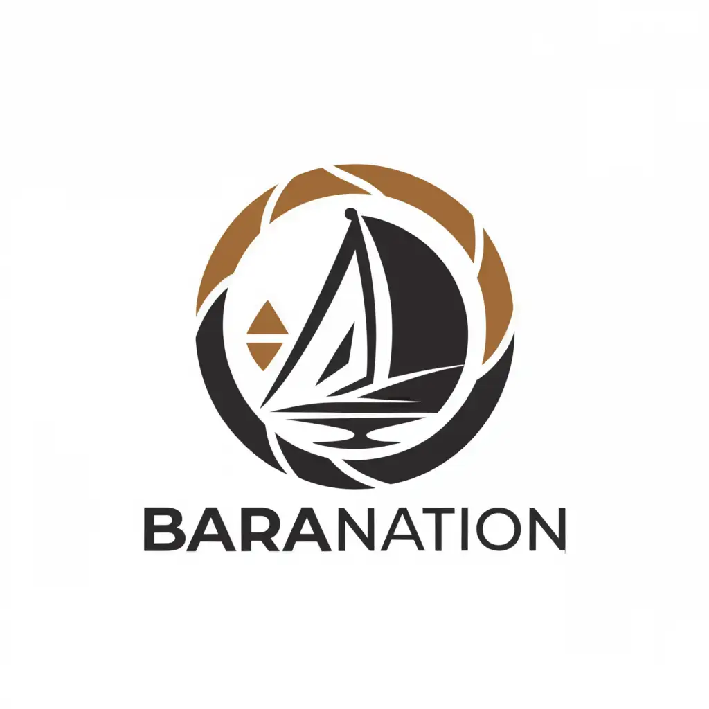 a logo design,with the text "Barka nation", main symbol:a sail ship in a circle with the barka nation text inside, a minimalistic logo,Minimalistic,be used in Entertainment industry,clear background
