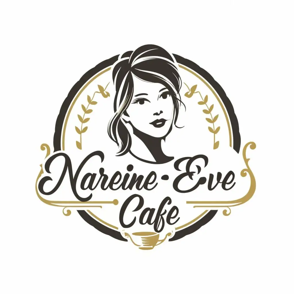 logo, girl, with the text "nareine eve cafe", typography, be used in Restaurant industry