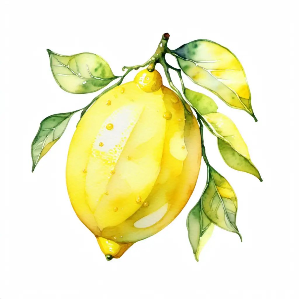 Vibrant Watercolor Lemon Art Capturing Citrus Brilliance with Aquarelle Technique