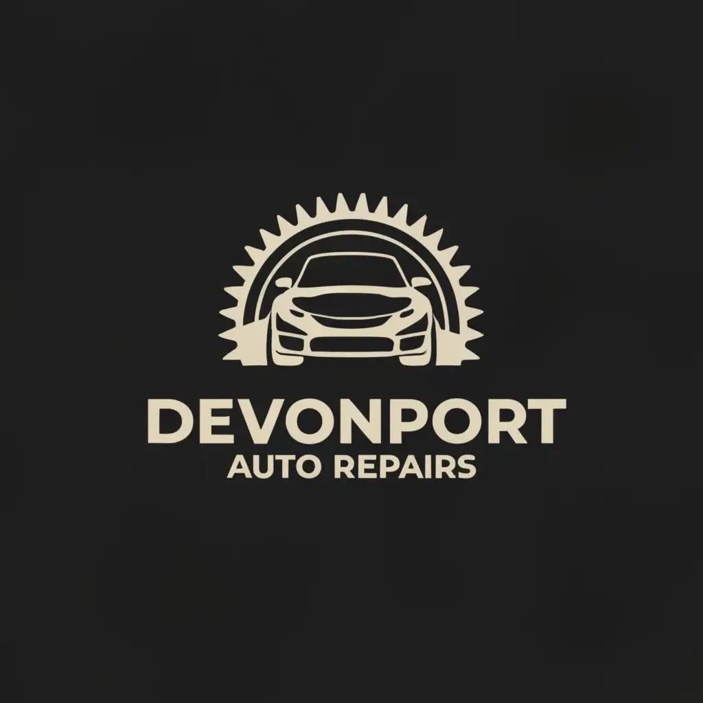 a logo design,with the text "Devonport Auto Repairs", main symbol:Mechanical, black background,Moderate,be used in Automotive industry,clear background