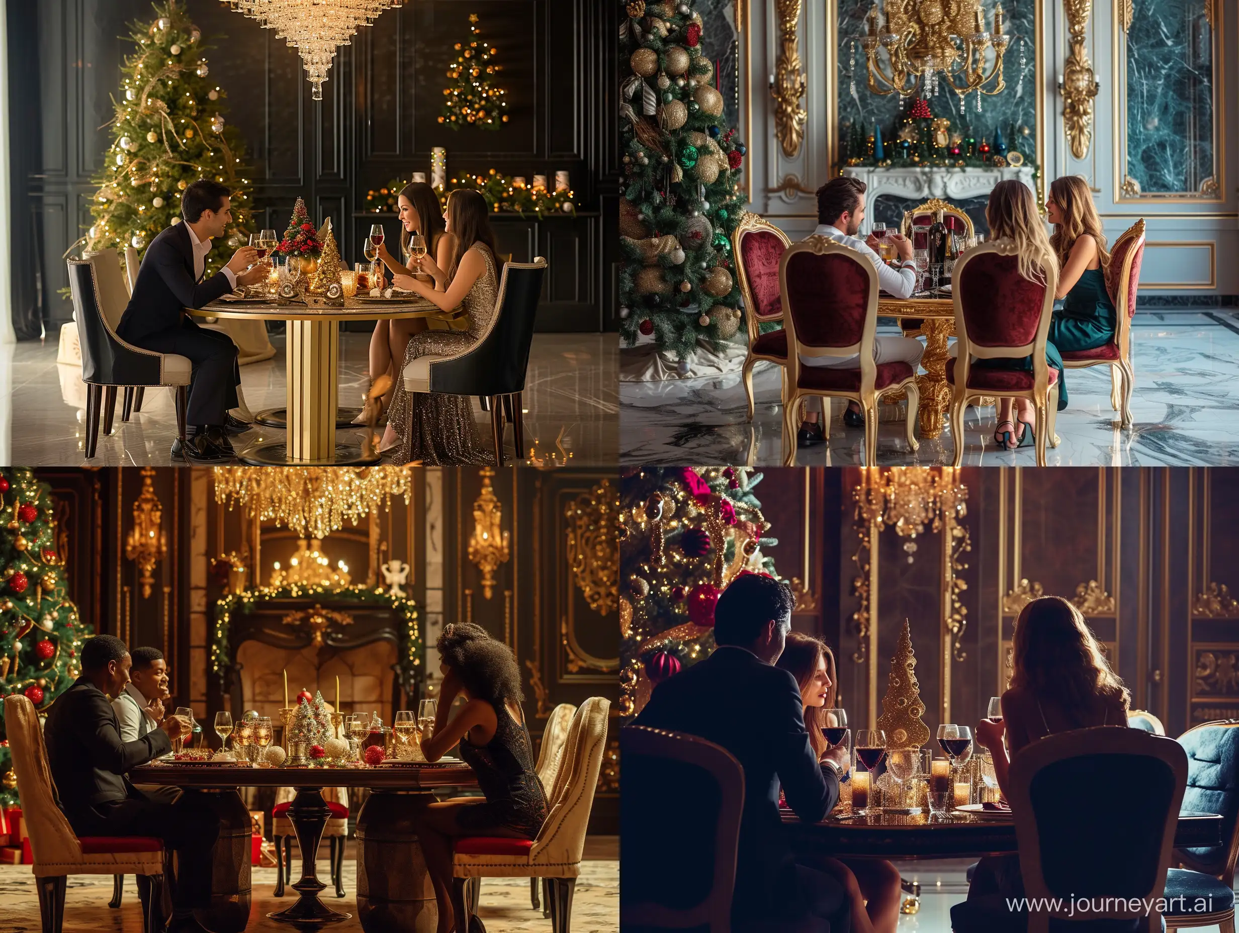 Elegant-Couples-Enjoying-Festive-Wine-at-Lavish-Christmas-Gathering