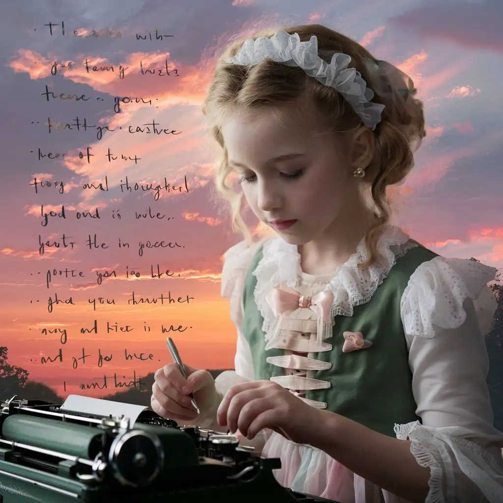 Inspiring Sunset Writing Portrait of a Beautiful Girl Crafting Quotes