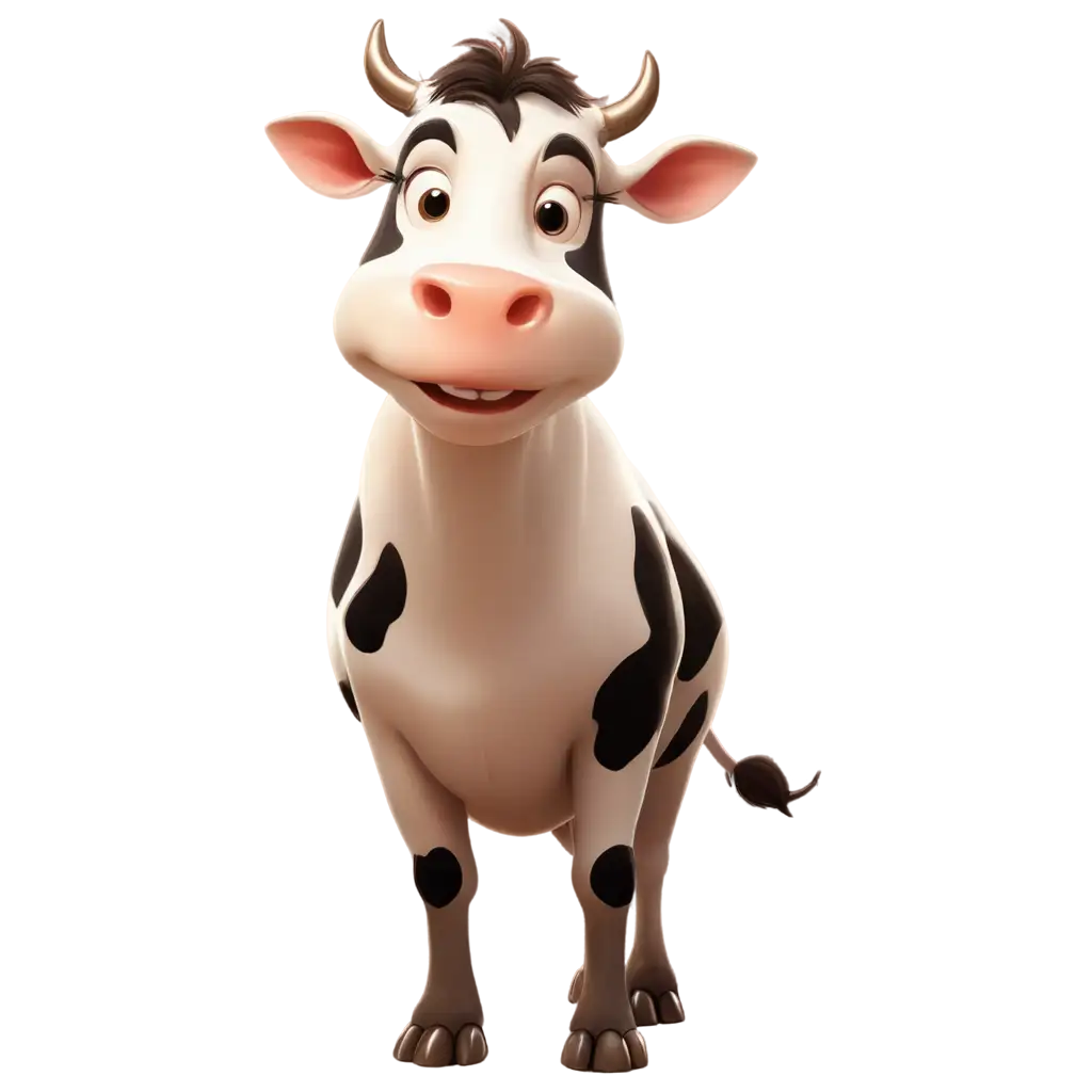 funny cartoon cow smiling no horns

