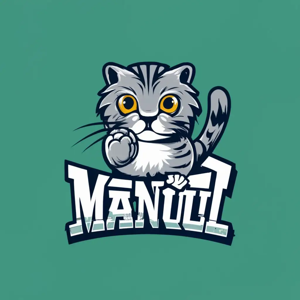 logo, a smart pallas cat, with the text "manul", typography, be used in Technology industry