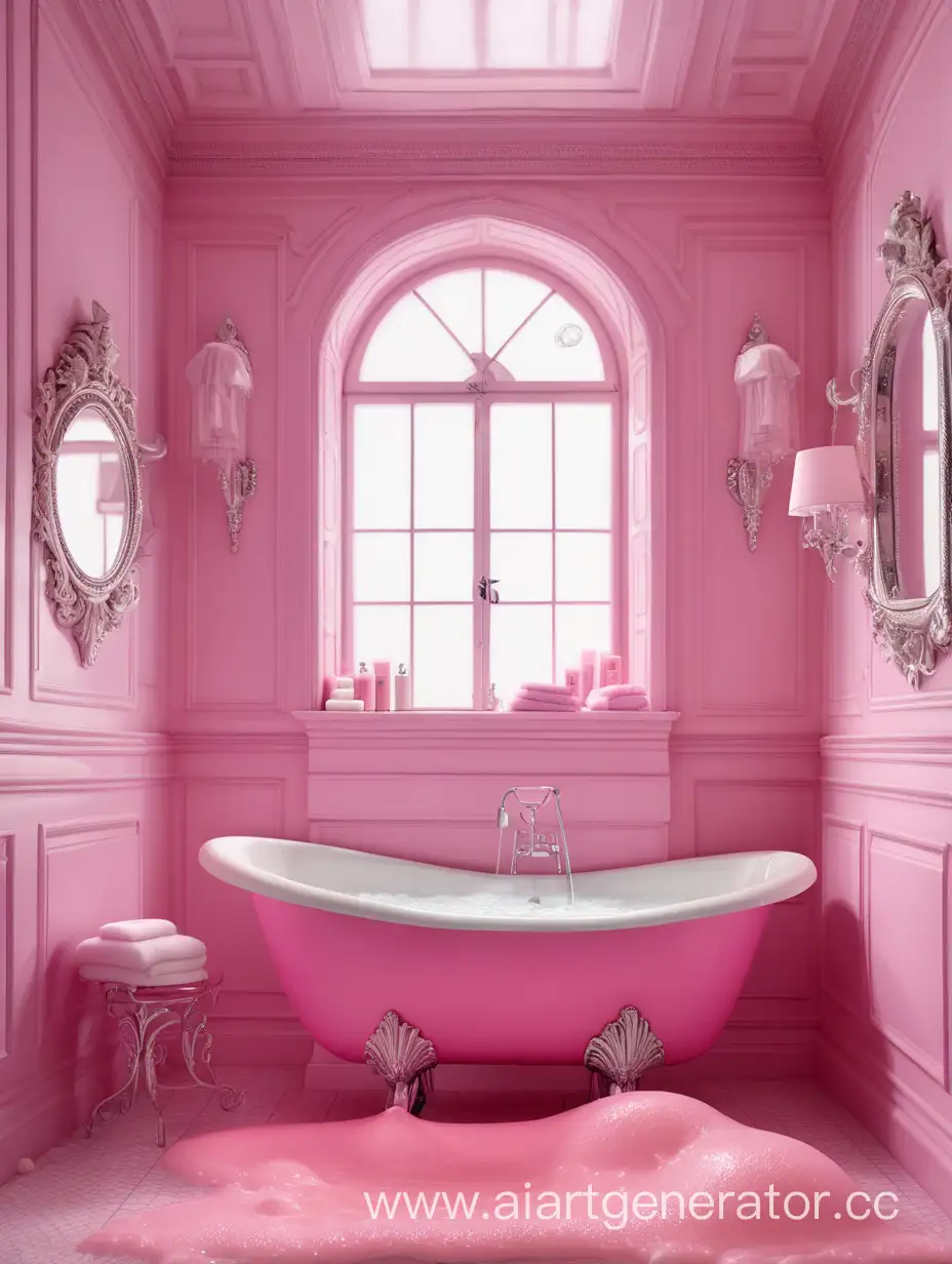 The bath
has a lot of thick foam


There are no people in pink shades