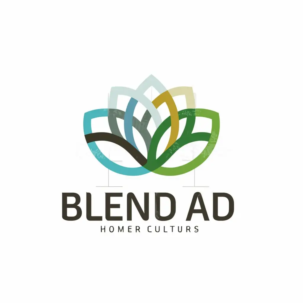 LOGO-Design-For-Blend-AD-Lotus-Symbolizes-Harmony-and-Cultural-Fusion-in-Minimalistic-Style