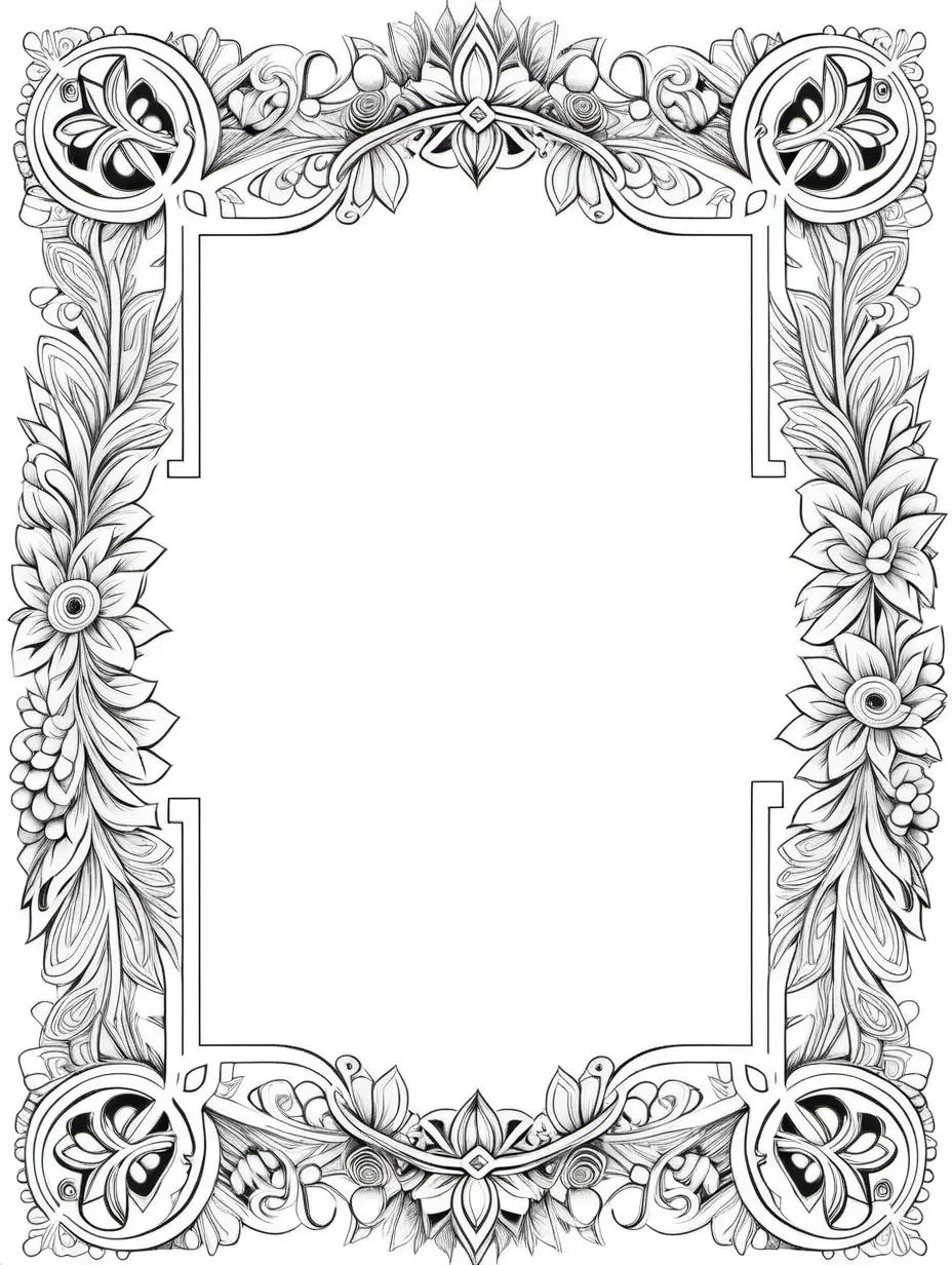 coloring page ukrainian style frame for page