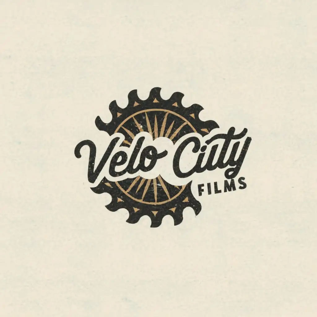 a logo design,with the text "Velo city films", main symbol:Camera Sharp pin wheel,complex,be used in Entertainment industry,clear background