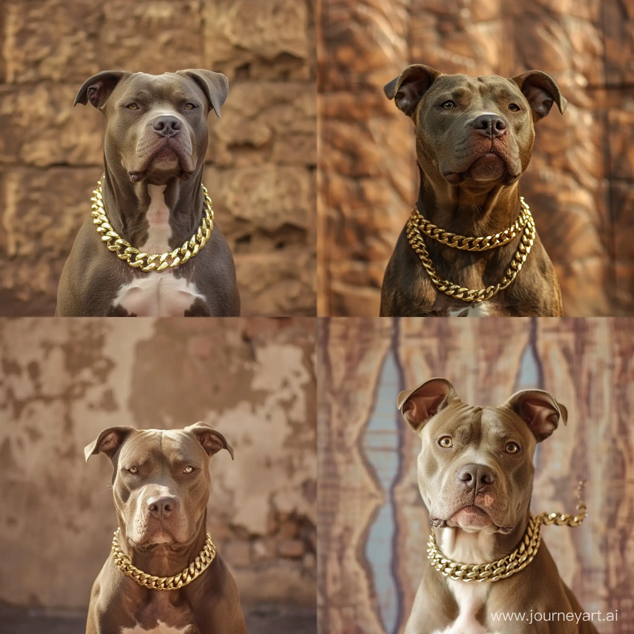 Majestic-Pit-Bull-Poses-Against-Biton-Walls-with-Gold-Chain