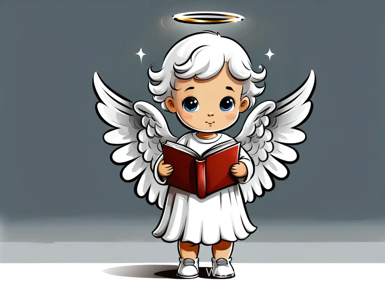 нарисуй милый ребеночек ангелочек стоит читает 