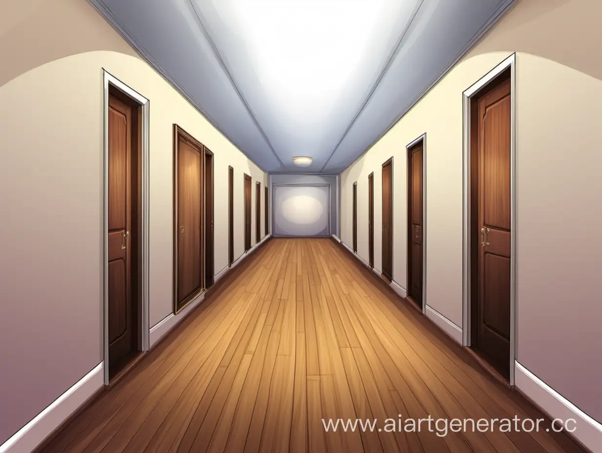 коридор, деревянный пол, фон для визуальной новеллы