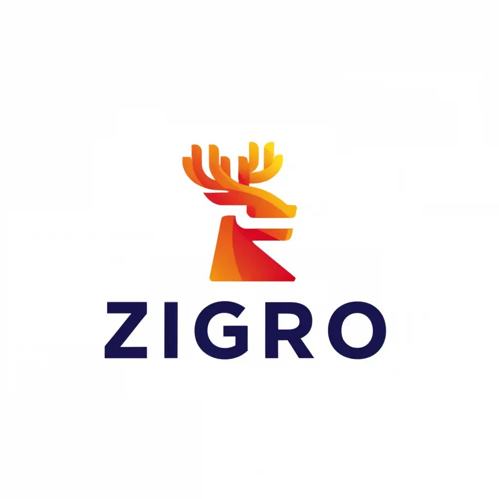 a logo design,with the text "ZIGRO", main symbol:deer, air receiver, separation of gases, color orange,Minimalistic,clear background