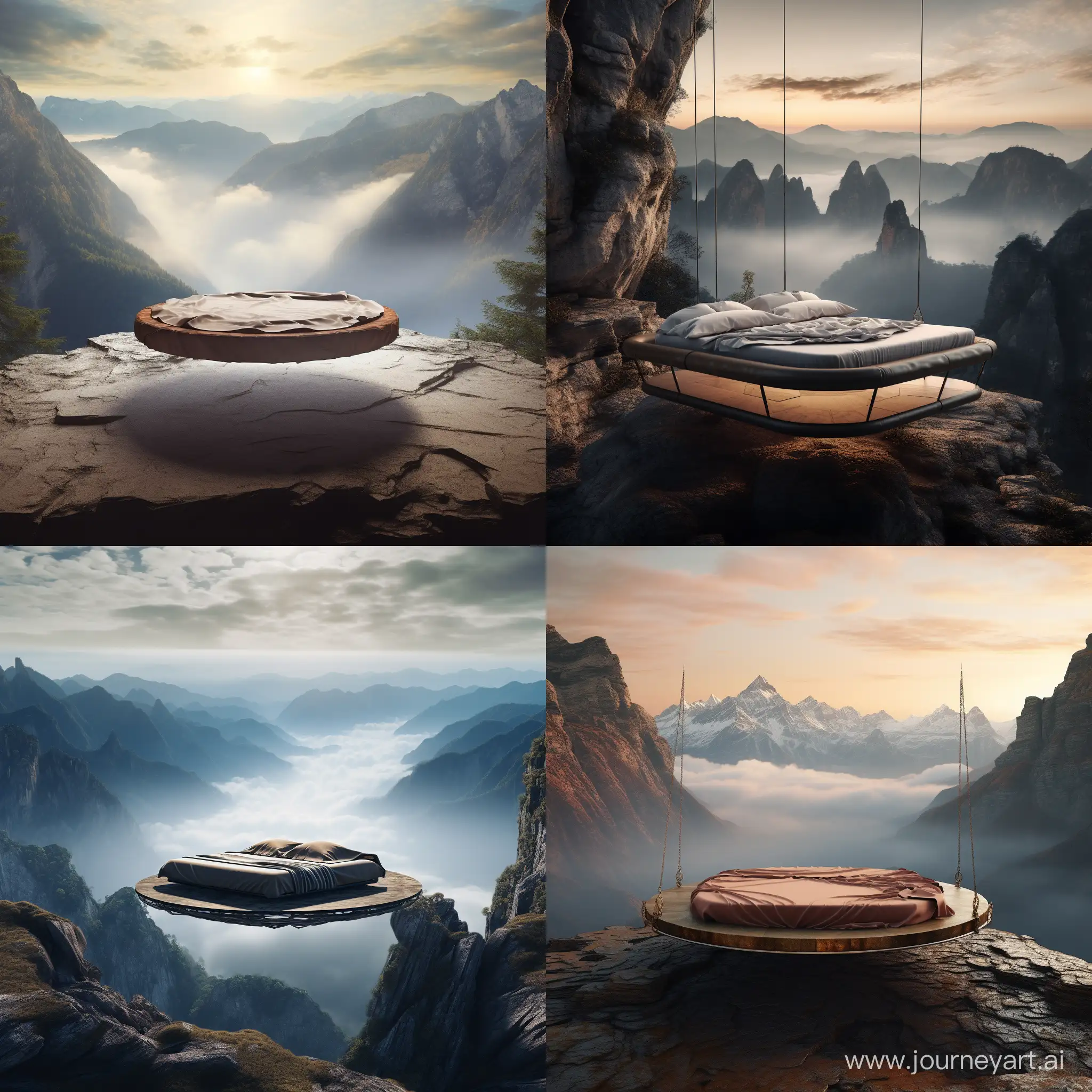 Serenity-in-the-Skies-Levitating-Bed-Amidst-Majestic-Mountains