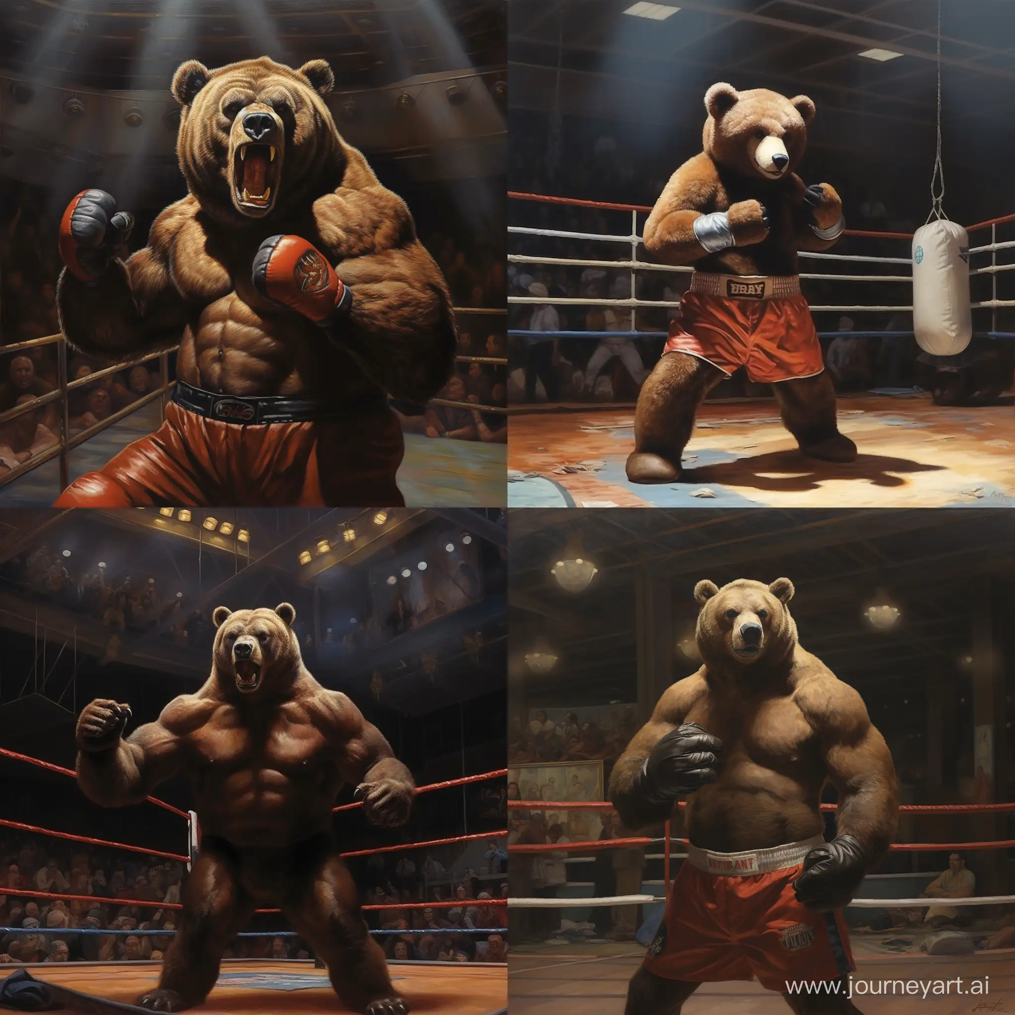 Pontiac-Brown-Bear-Boxing-Match-on-the-Ring