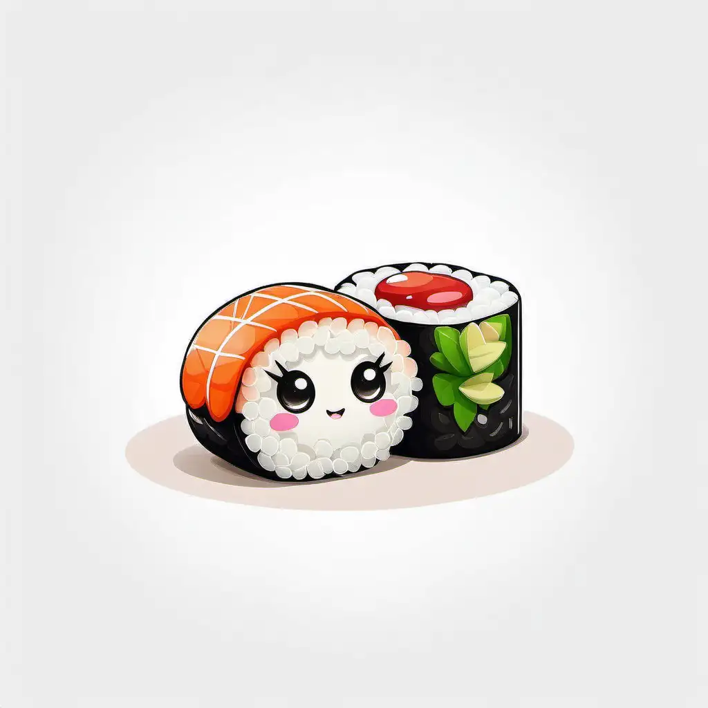 Adorable Sushi Characters on a Clean White Background