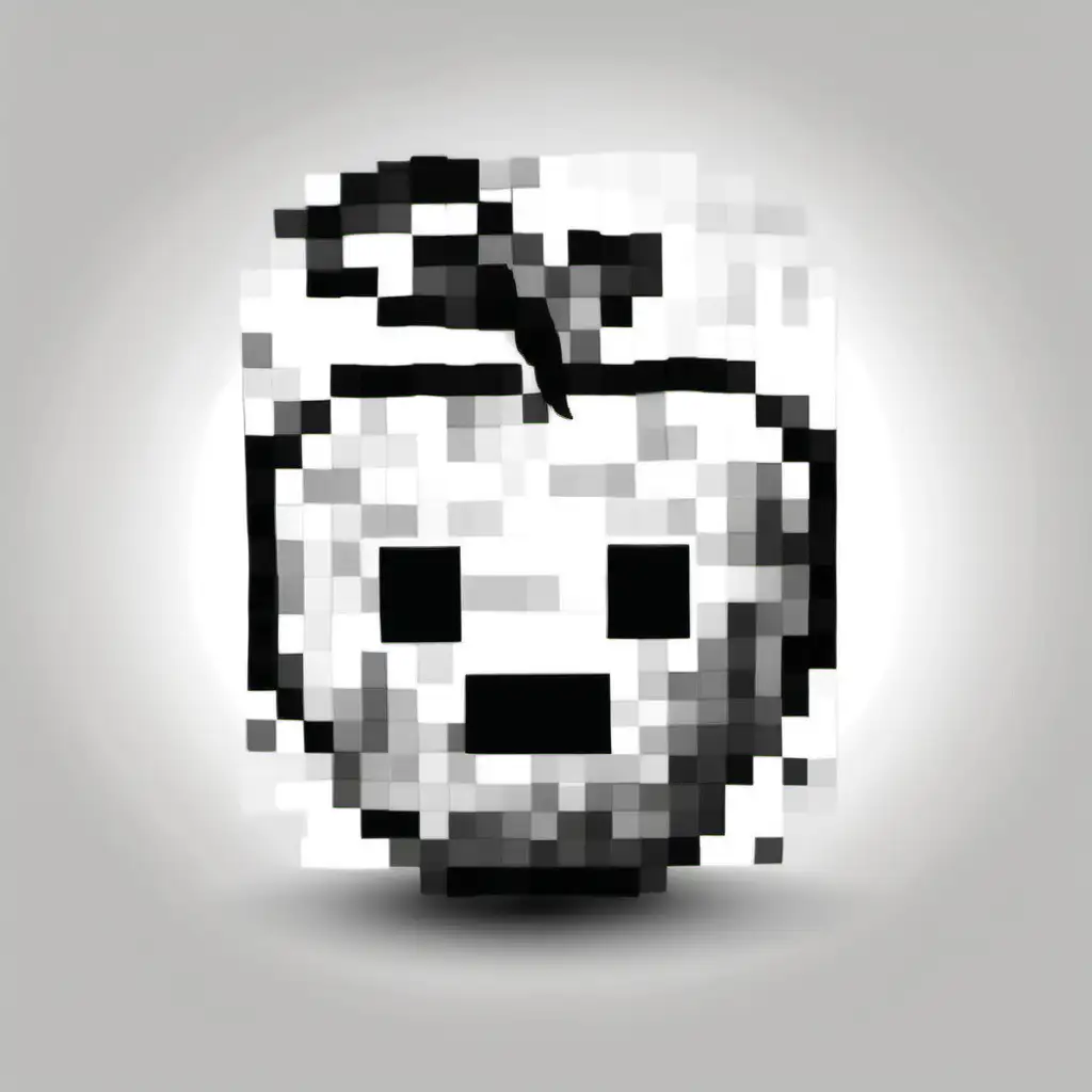 Minecraft Apple Illustration on White Background in Monochrome