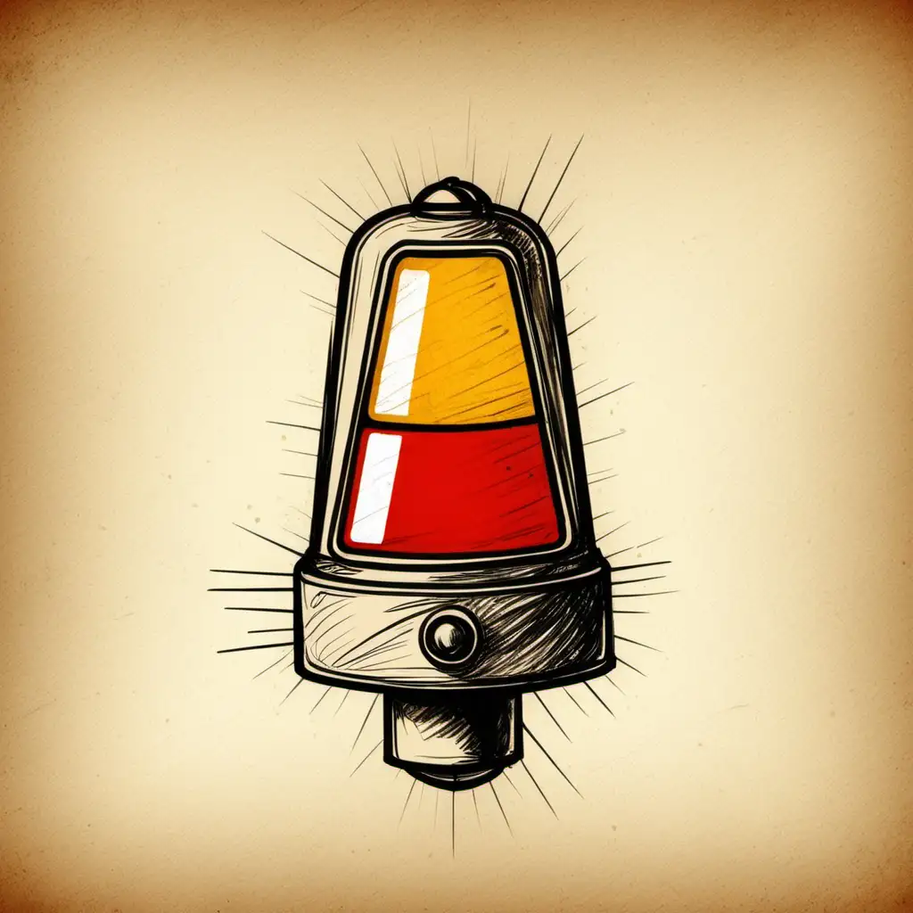Hand Sketch of Warning Light on White Background