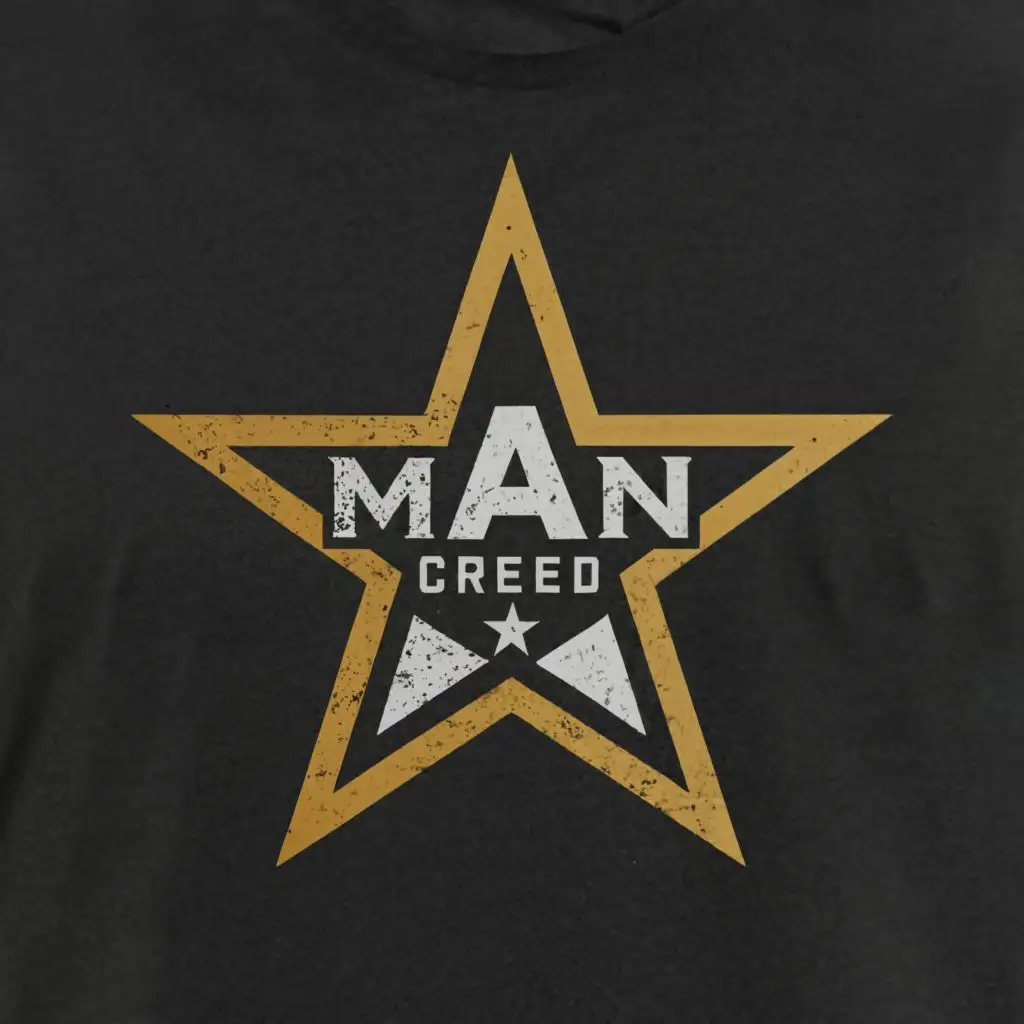 logo, star, with the text "Man Creed", typography