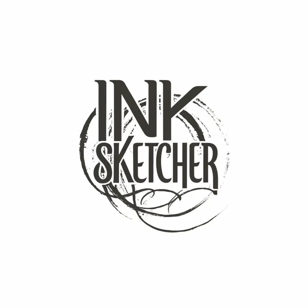a logo design,with the text 'ink sketcher', main symbol:ink sketcher spelled correctly within a loose circle,complex,be used in Entertainment industry,clear background