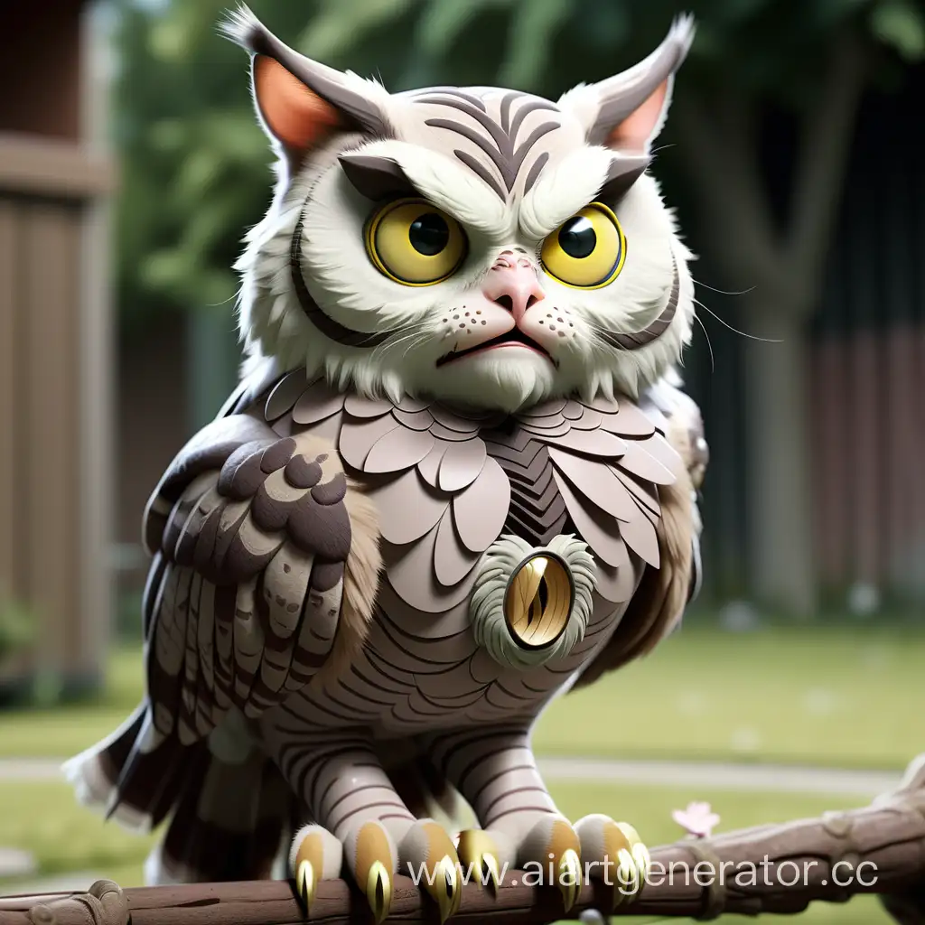 Mystical-Feline-Owl-Hybrid-with-Enchanting-Plumage