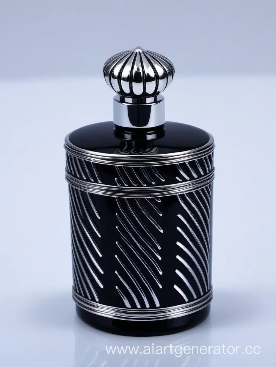 Zamac Perfume decorative ornamental  black, royal dark torquious  heavy bottle double in height  with stylish Silver lines cap and bottle