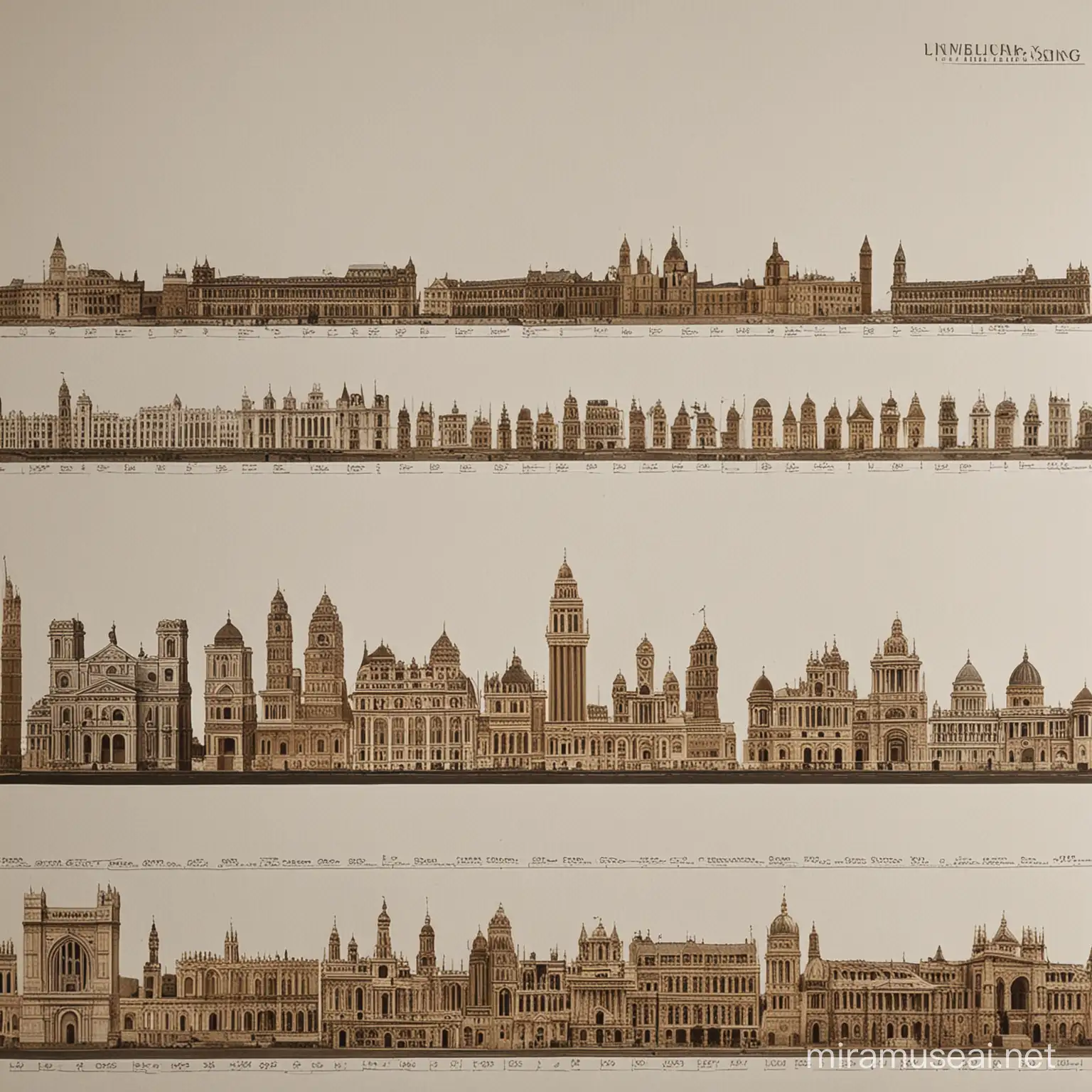 make a timeline showing growth of the size of buildings upto 15 times over a period of 100 years