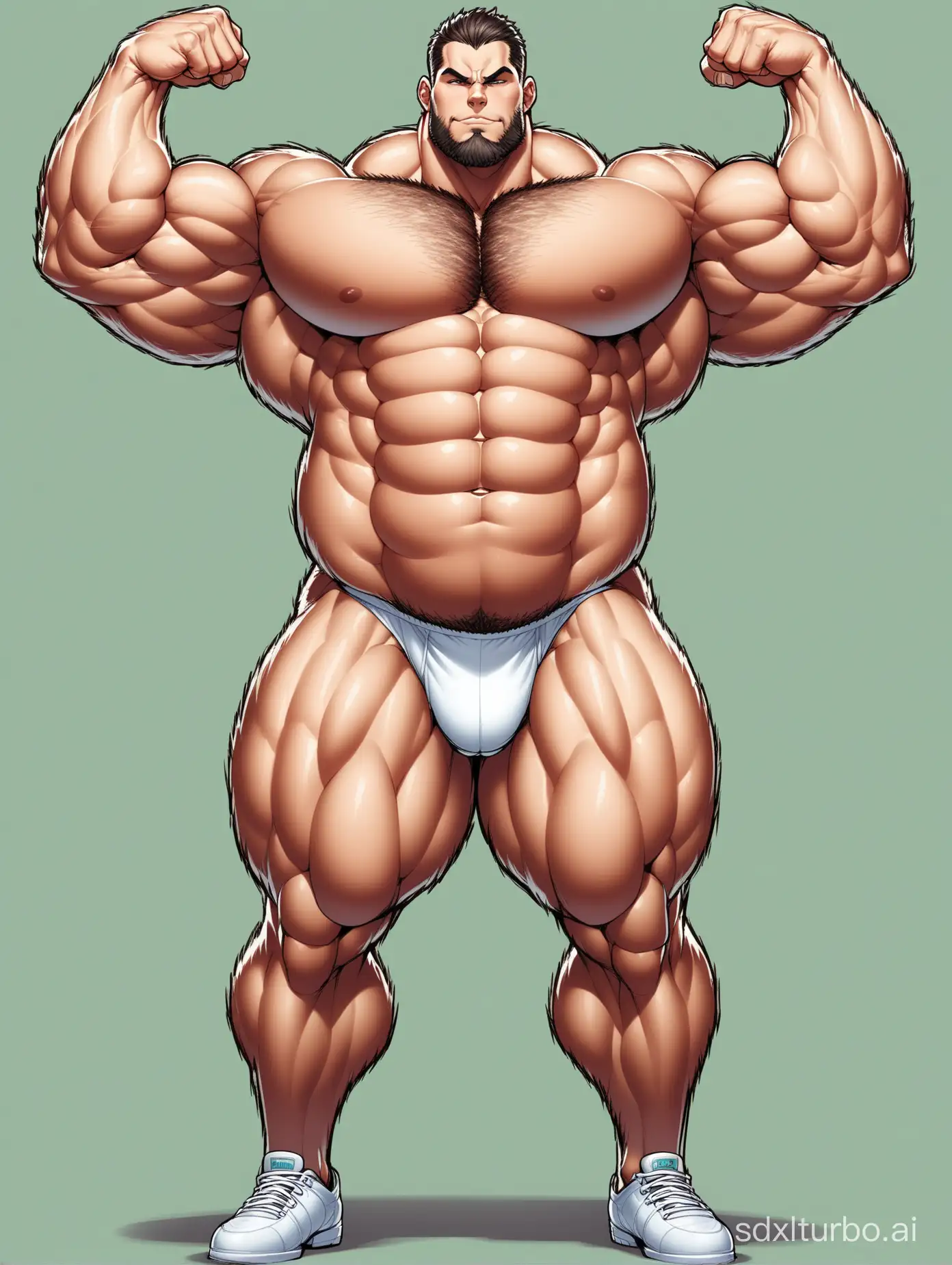 Massive-Muscle-Bodybuilder-Showing-Off-Biceps-in-White-Underwear