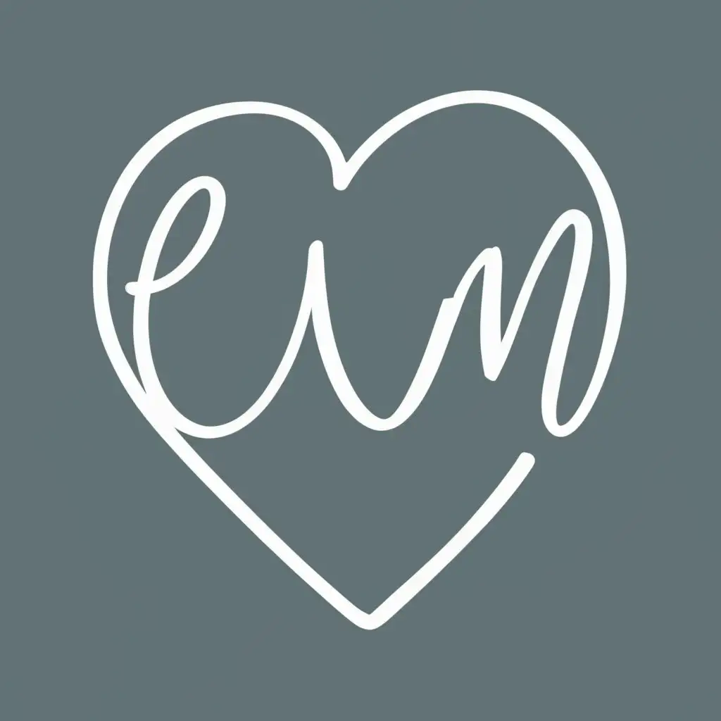 logo, heart, with the text "EM", typography