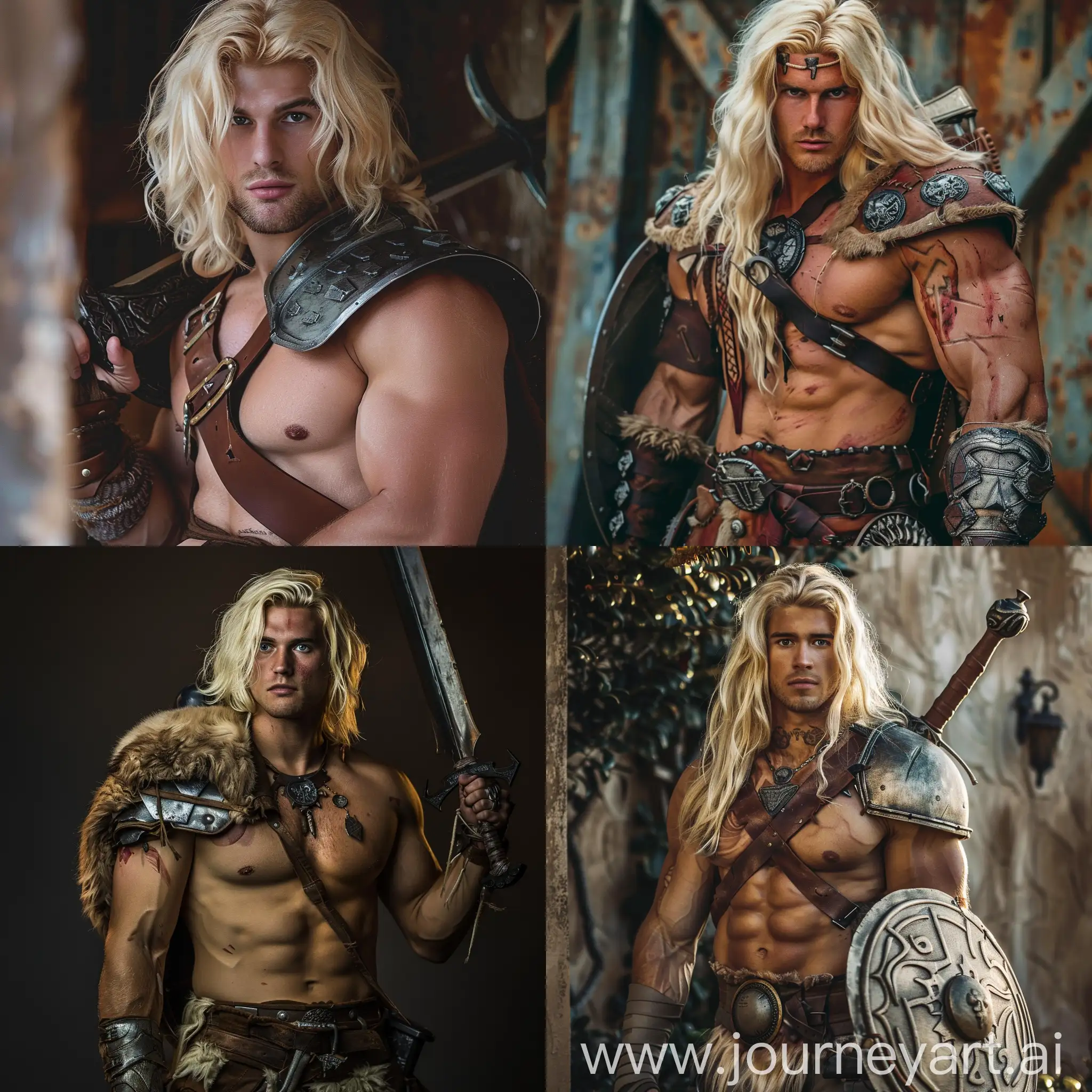 College aged blond nerd turned into his Barbarian Dungeons and Dragons character 