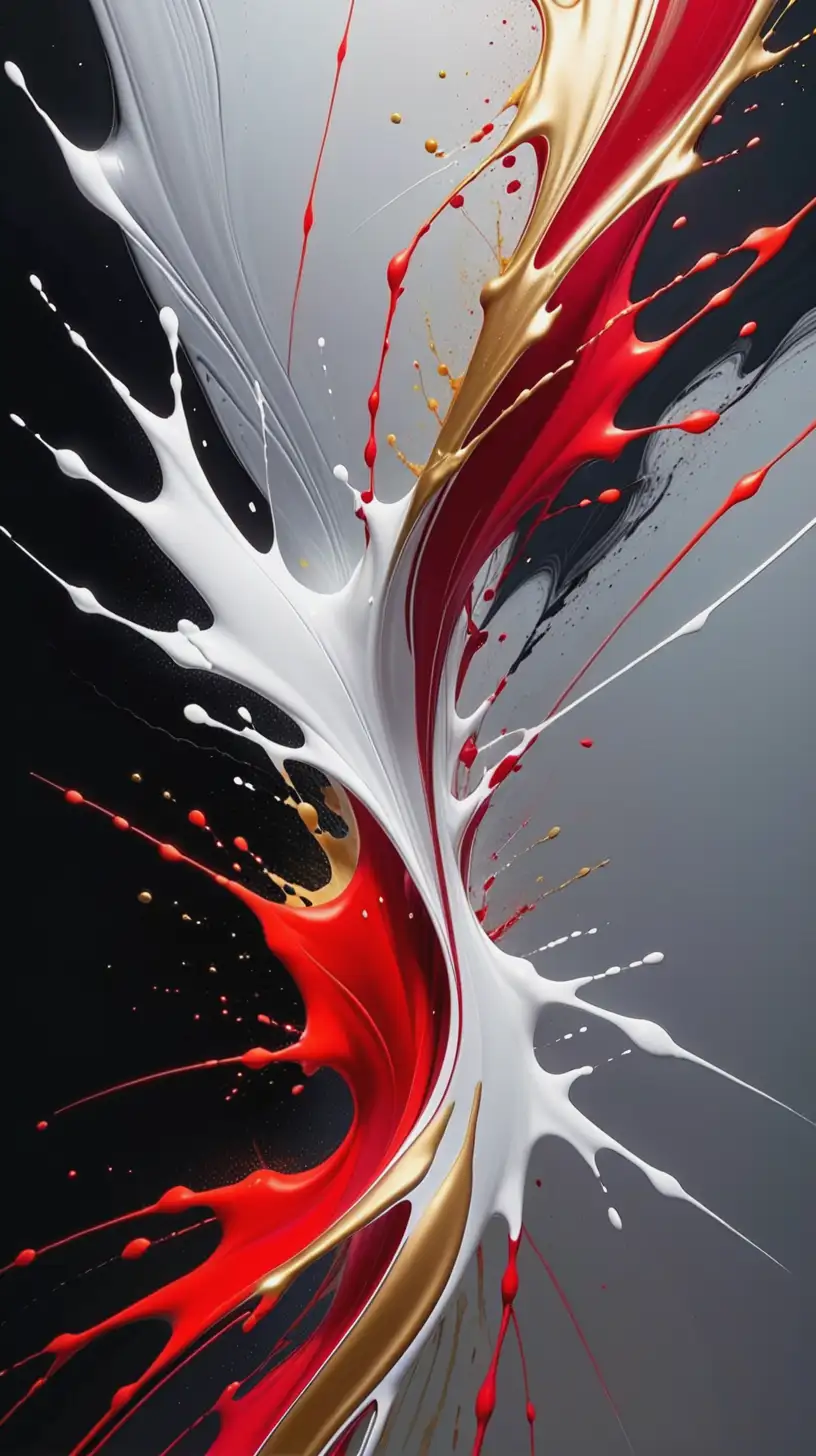 abstract wallpaper. silver, gold, red streaks of lightning. no humans. surreal. splash art. pour paint.