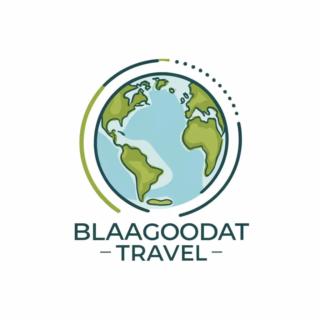 a logo design,with the text "Blagodat'.Travel", main symbol:planet Earth,complex,be used in Travel industry,clear background