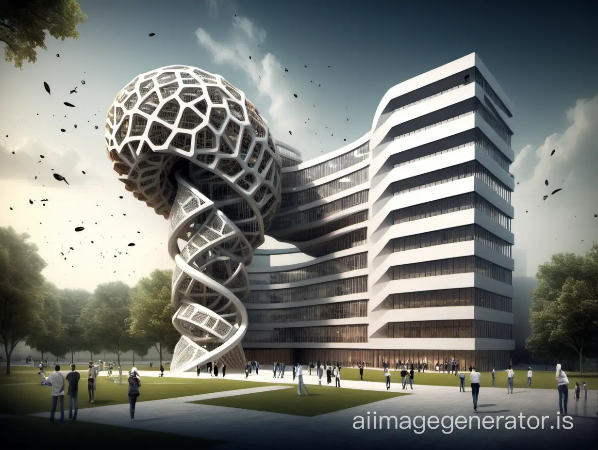 Design building College of Artificial Intelligence use Concept DNA in design 