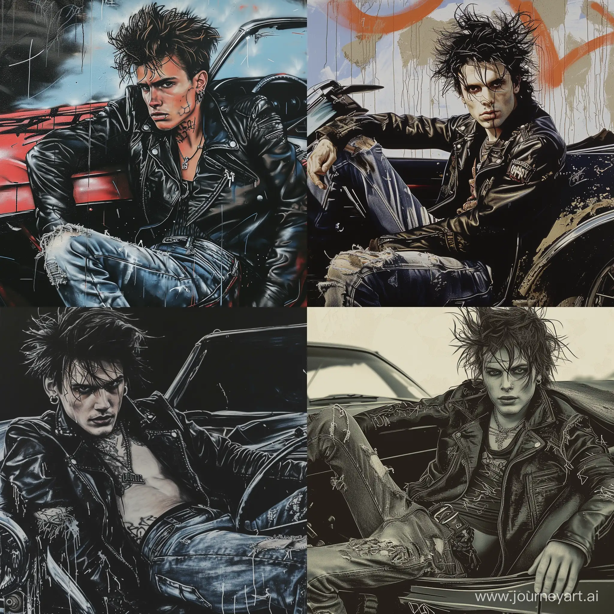 Rebellious-Punk-Man-Graffiti-Art-with-Muscle-Car