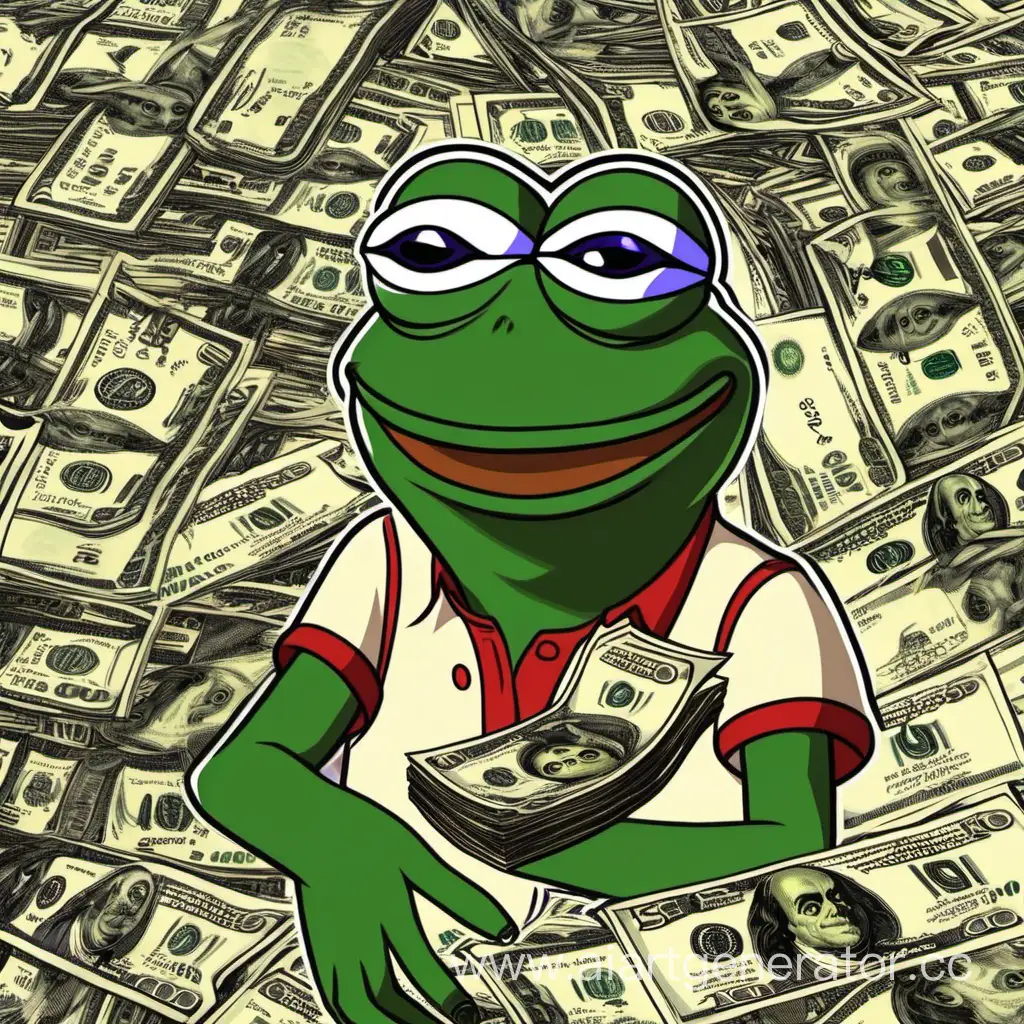 pepe meme counting money