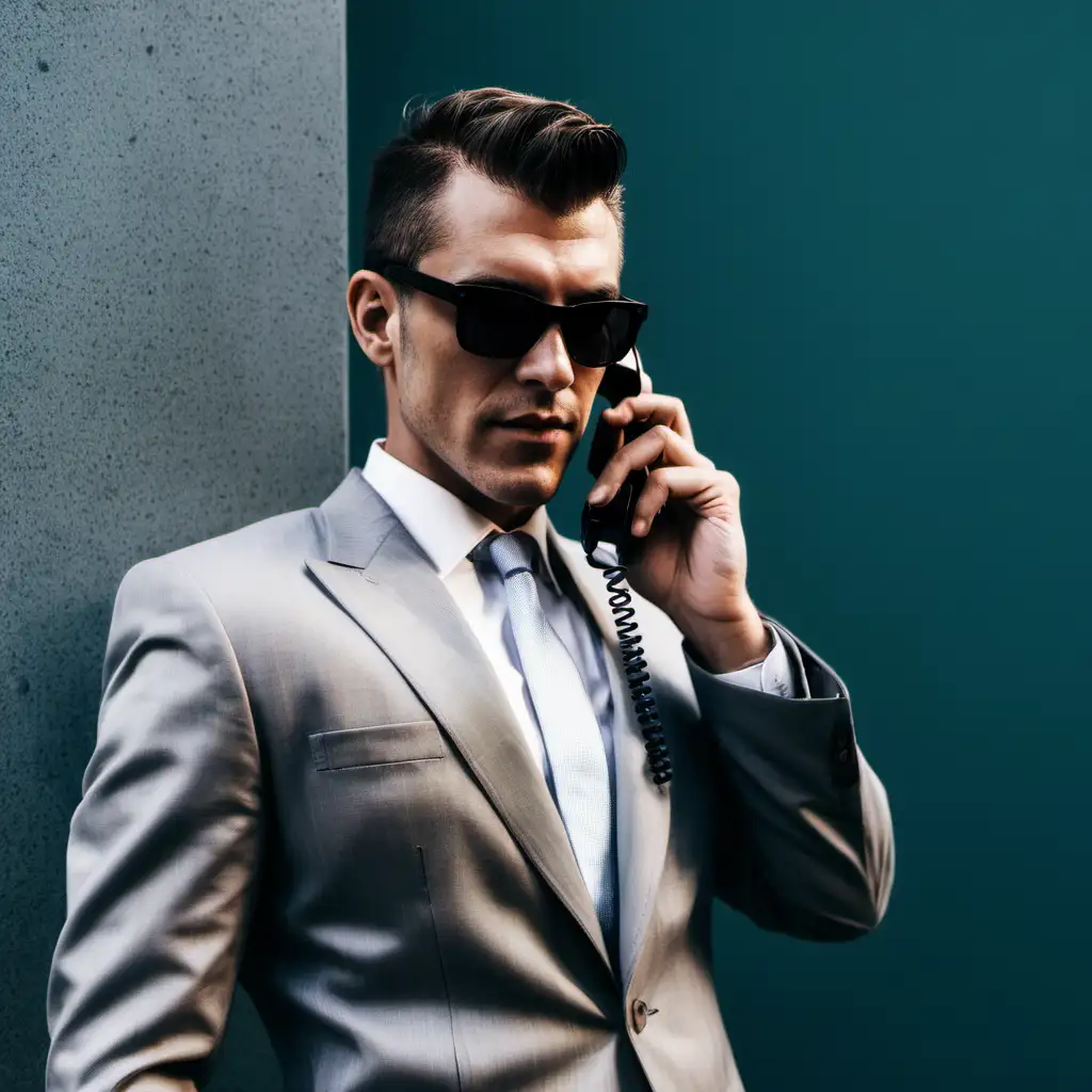 tailored man in sunglasses on the phone