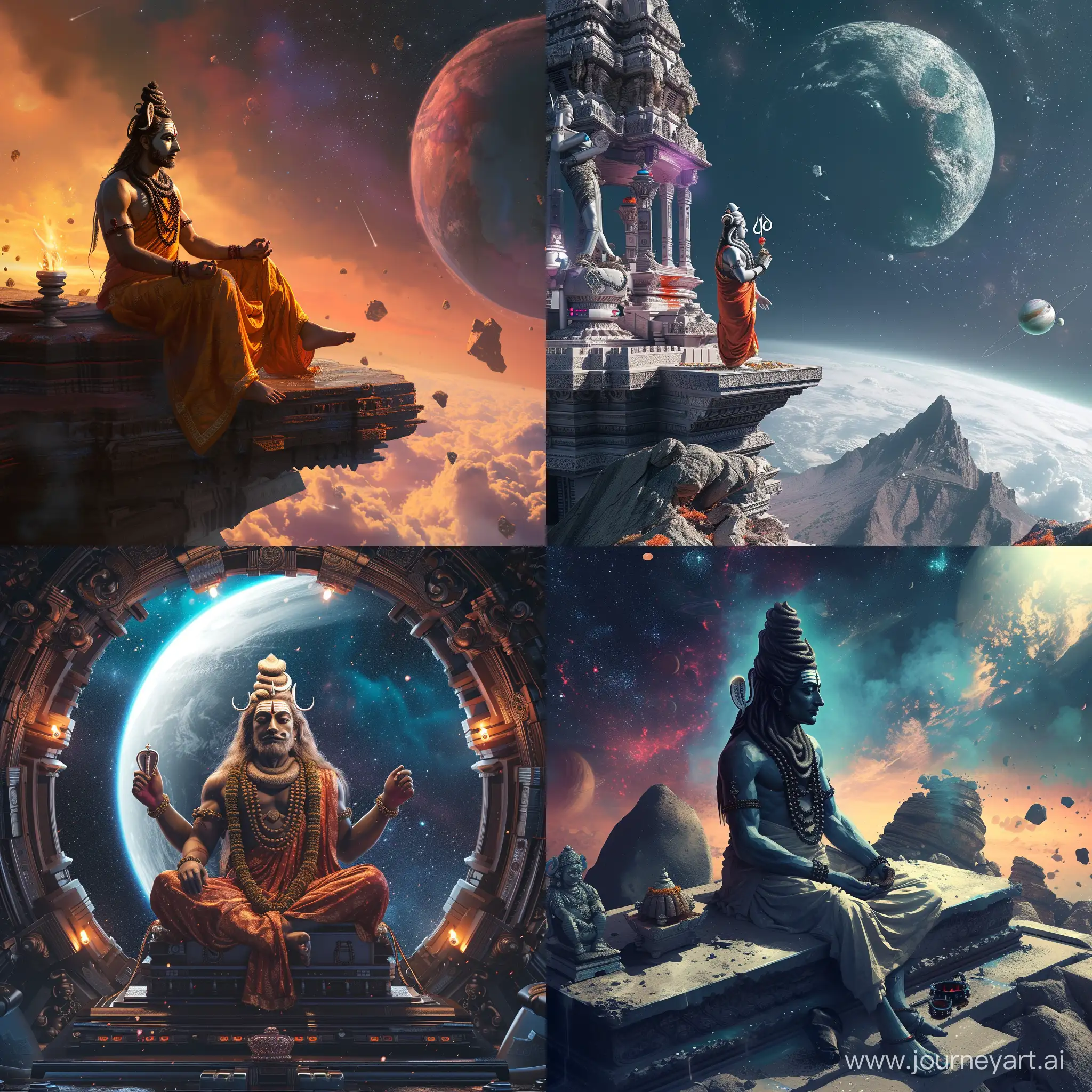 Futuristic-Hindu-Priest-Worshiping-in-Space-Temple-of-Lord-Shiva
