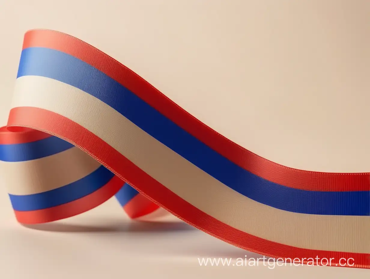 Russian-Flag-Tricolor-Ribbon-on-Light-Beige-Background