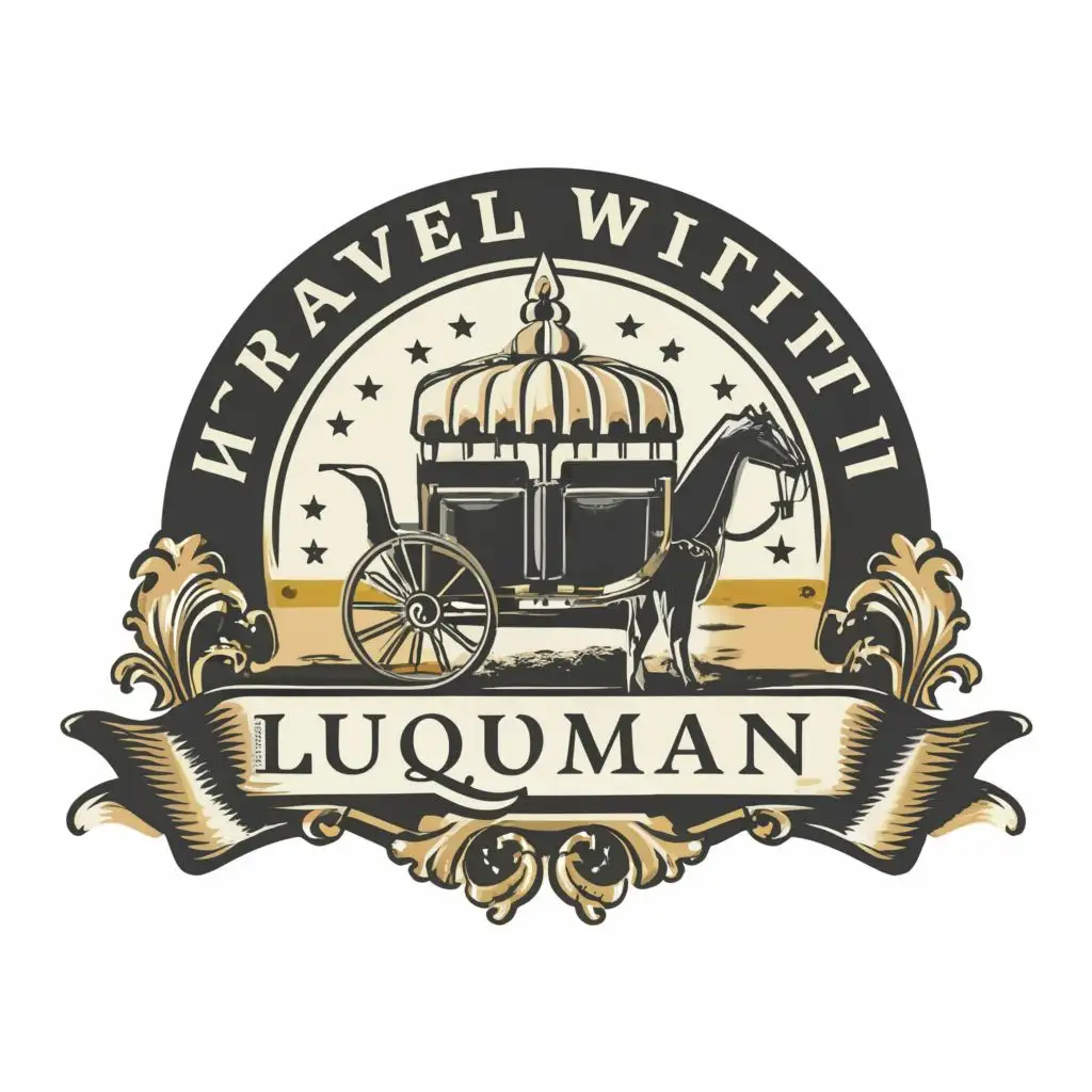 logo, Horse Cart, with the text "Travel With Luqman", typography, be used in Travel industry